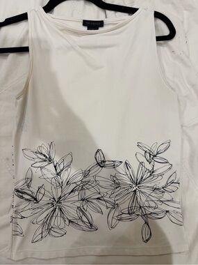 Y2K The Limited White Tank Top with Black Floral Sketch
